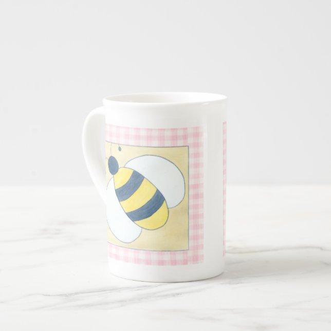 Trio of Bees with Flowers Bone China Mug (Front Left)