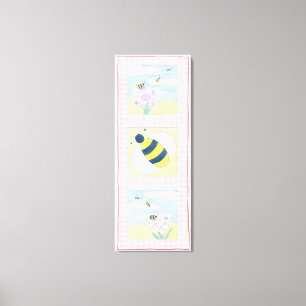 Trio of Bees with Flowers Canvas Print