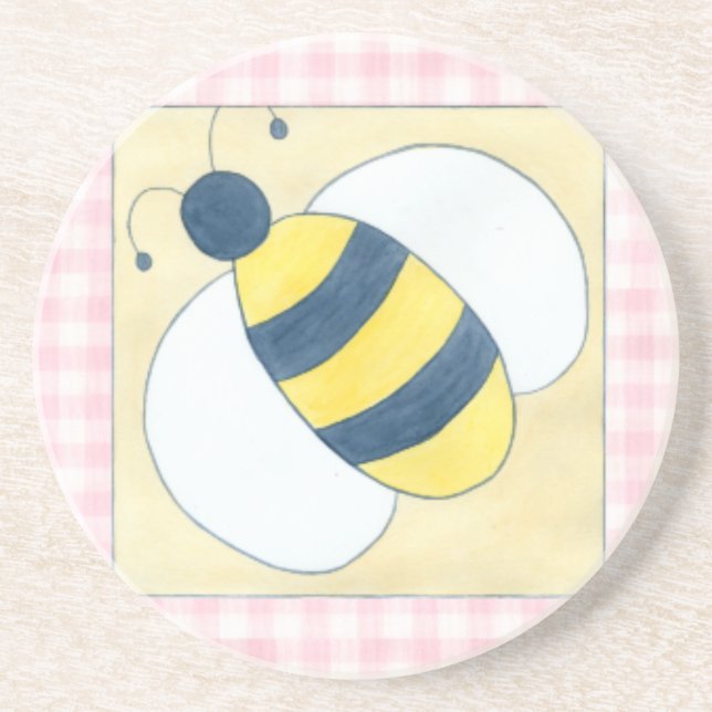 Trio of Bees with Flowers Coaster (Front)