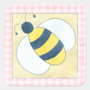 Trio of Bees with Flowers Square Sticker