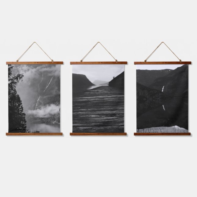 Trio of Black and White Captures of Water  Hanging Tapestry (Triple)