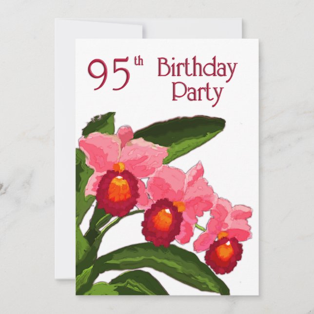 Trio of Cattleyas Birthday Party 95 Invitation (Front)