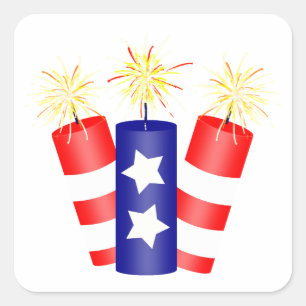 Trio of Firecrackers for the 4th of July Square Sticker