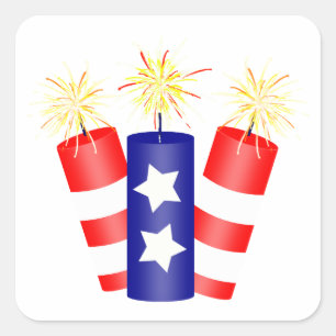 Trio of Firecrackers for the 4th of July Square Sticker