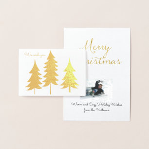 Trio of Gold Trees Christmas Wishes Foil Card