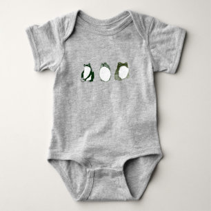 Trio of Grumpy Japanese Frogs Toads 19th Century Baby Bodysuit