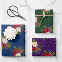 Trio of Holiday bouquet gift wrap 