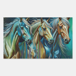 Trio of Horses Rectangular Sticker