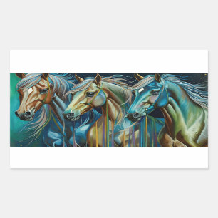 Trio of Horses Rectangular Sticker