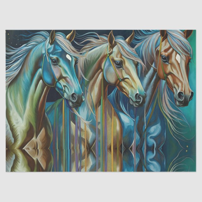Trio of Horses  Tissue Paper (Front)