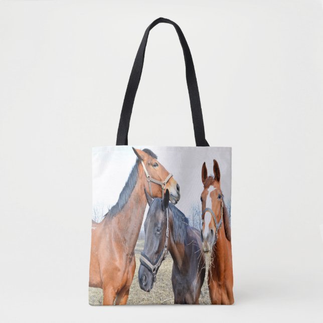 Trio Of Horses Tote Bag (Front)