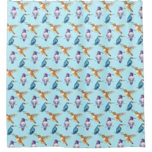 Trio of Hummingbirds Illustration Shower Curtain