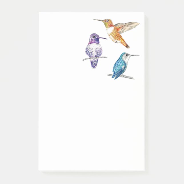 Trio of Hummingbirds Post-it Notes (Front)