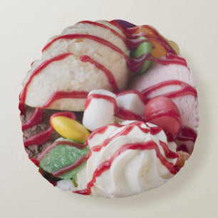 Trio of Ice Cream and Sweet Sundae Round Cushion