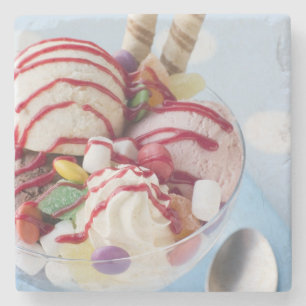 Trio of Ice Cream and Sweet Sundae Stone Coaster
