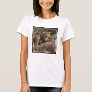 Trio of Lion Cubs with Mother T-Shirt