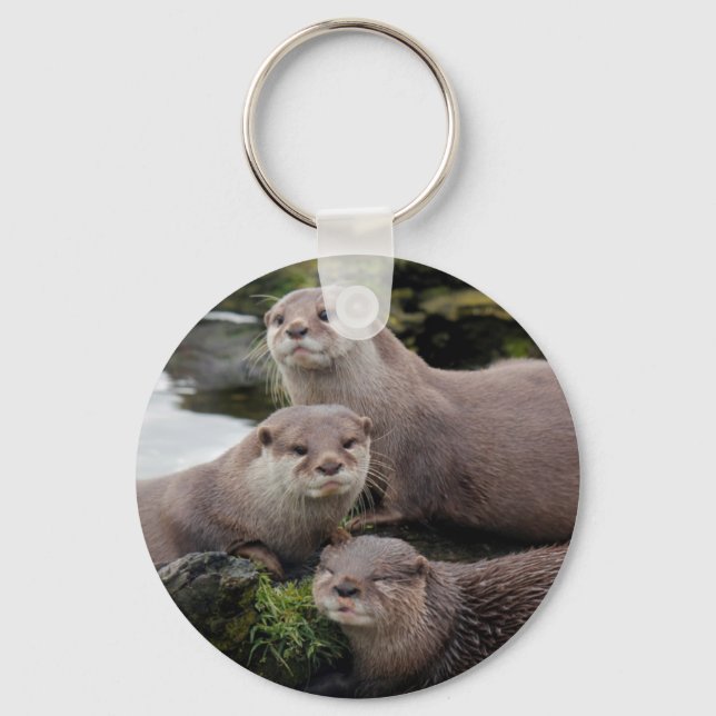 Trio of Otters Key Ring (Front)