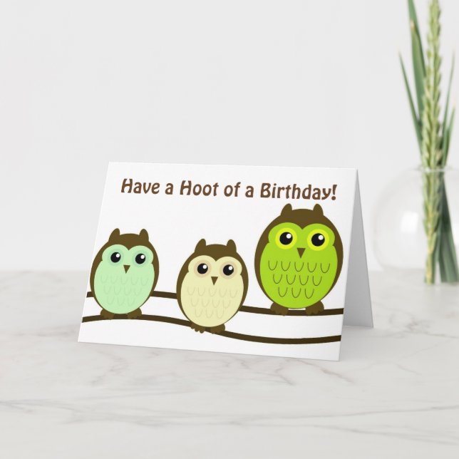 Trio of Owls Birthday Card (Front)