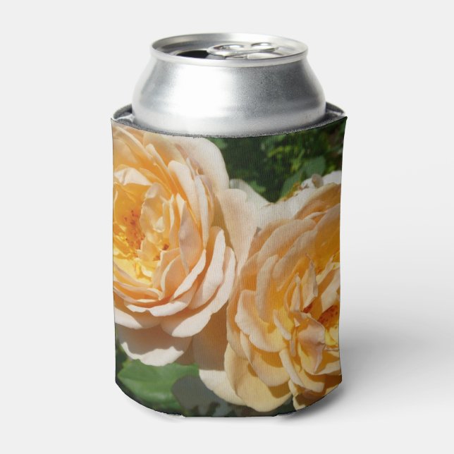 Trio of Peach Roses Floral Can Cooler (Can Front)