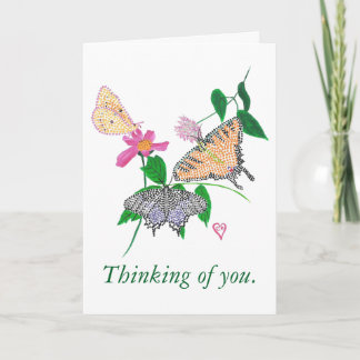 Trio of Pointillism Butterflies, Thinking of you Card