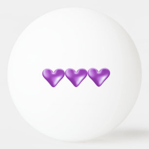 Trio of Purple Hearts Ping Pong Ball