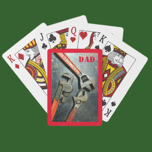 Trio of Red Handled Wrenches Playing Cards