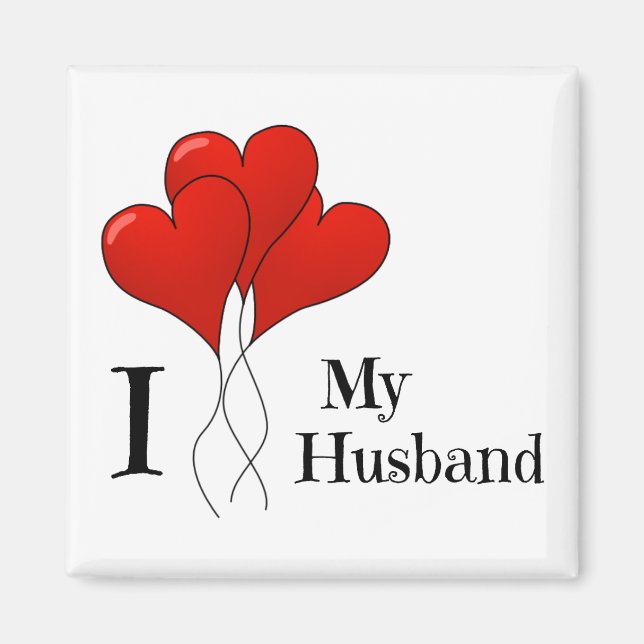 Trio of Red Heart Balloons I Love My Husband Magnet (Front)