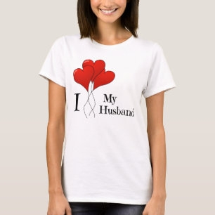 Trio of Red Heart Balloons I Love My Husband T-Shirt