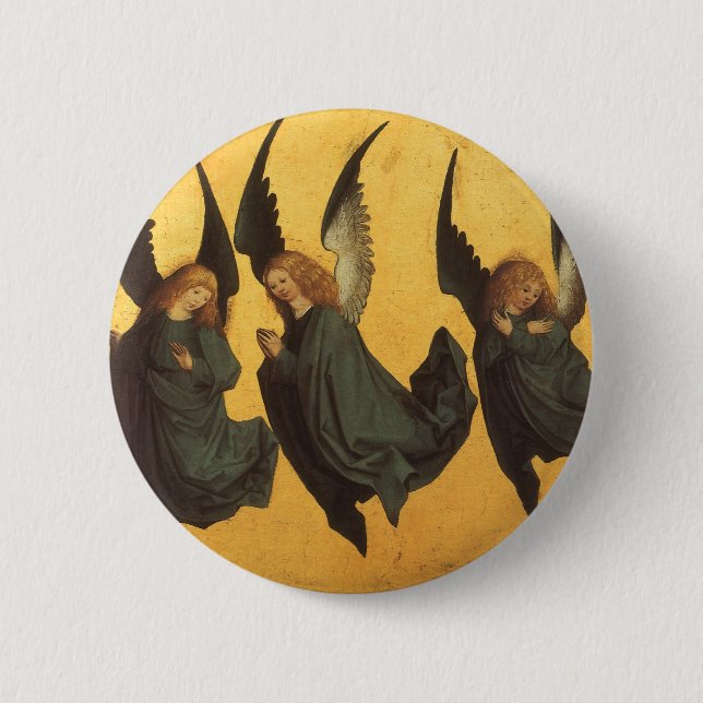 Trio of Renaissance Angels by Master of Housebook 6 Cm Round Badge (Front)