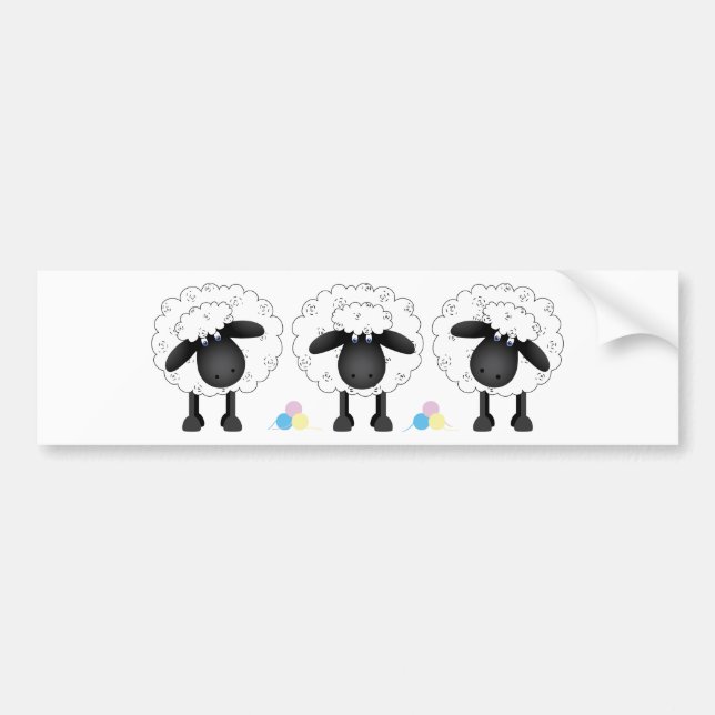 Trio Of Sheep Bumper Sticker (Front)