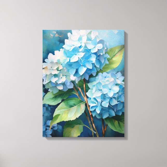 Trio of Tranquillity: Blue Hydrangeas Canvas Print (Front)