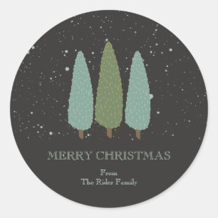 Trio of Trees Christmas Gift Classic Round Sticker