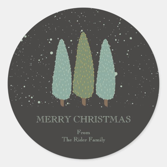 Trio of Trees Christmas Gift Classic Round Sticker (Front)