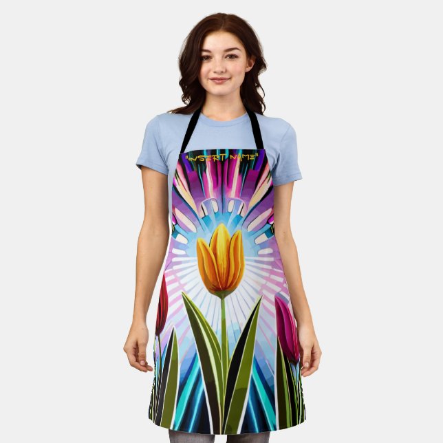 Trio of Tulips: A Burst of Springtime Beauty Apron (Worn)