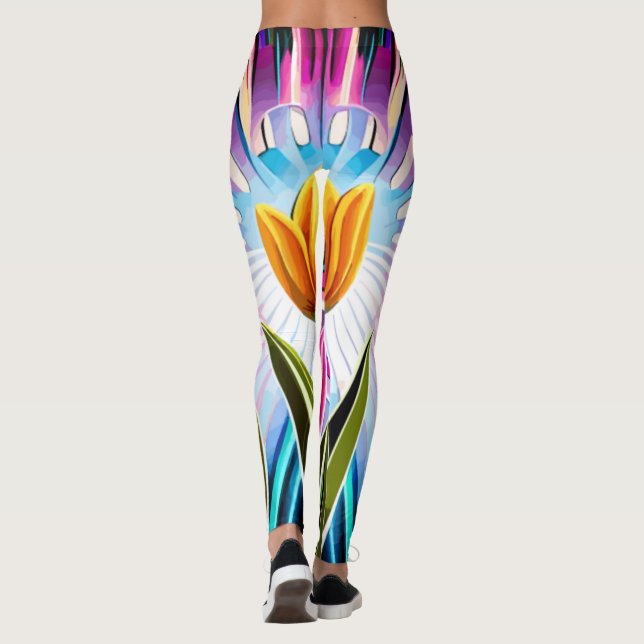 Trio of Tulips: A Burst of Springtime Beauty Leggings (Back)