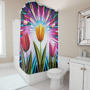 Trio of Tulips: A Burst of Springtime Beauty Shower Curtain