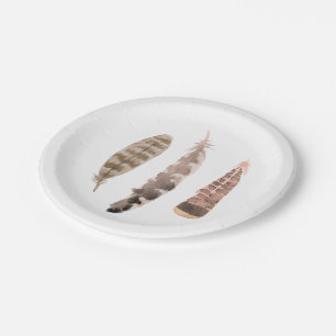 Trio of Turkey Feathers Paper Plate