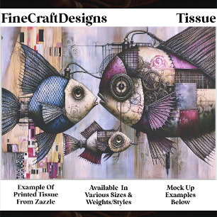 Trio Steampunk Mechanical Fish FM3L Decoupage Tiss Tissue Paper