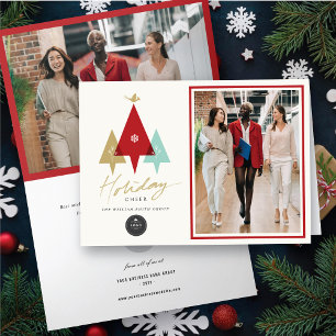 Trio Trees Bird And Holiday Cheer Modern Business Card