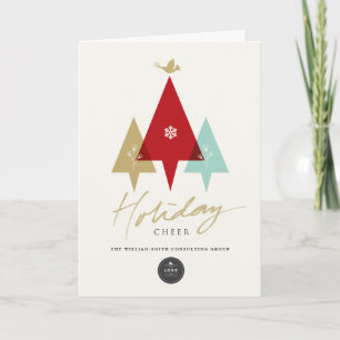 Trio Trees Dove And Holiday Cheer Modern Business Card