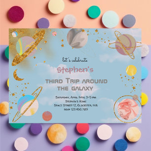 Trip around the galaxy space birthday Invitation