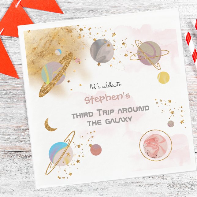 Trip around the galaxy space birthday napkin (Creator Uploaded)