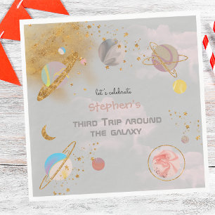Trip around the galaxy space birthday napkin