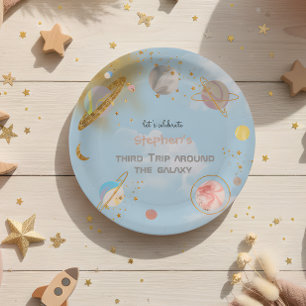 Trip around the galaxy space birthday paper plate