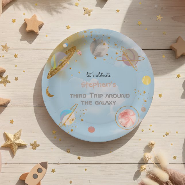 Trip around the galaxy space birthday paper plate (Creator Uploaded)