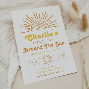 Trip Around The Sun Invitation   Boho Birthday