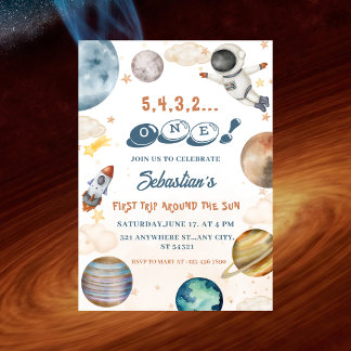 Trip Around the Sun | Outer Space First Birthday I Invitation