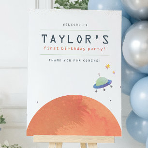 Trip Around The Sun Space Boy Birthday Welcome Poster