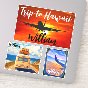 Trip to Hawaii (Travel Stamps) Aeroplane Suitcase