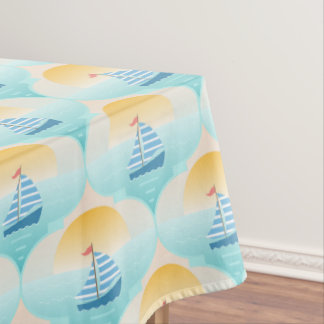 Trip to the Beach Sailor Boat Tablecloth